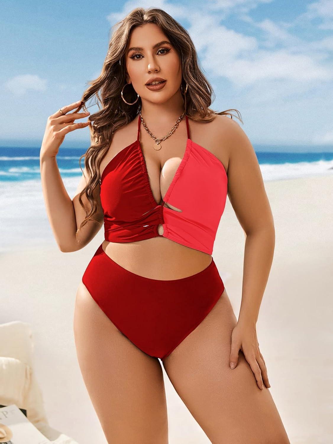 Our Honest Take on MakeMeChic's ‍Plus Size Burgundy Bikini ⁤Set