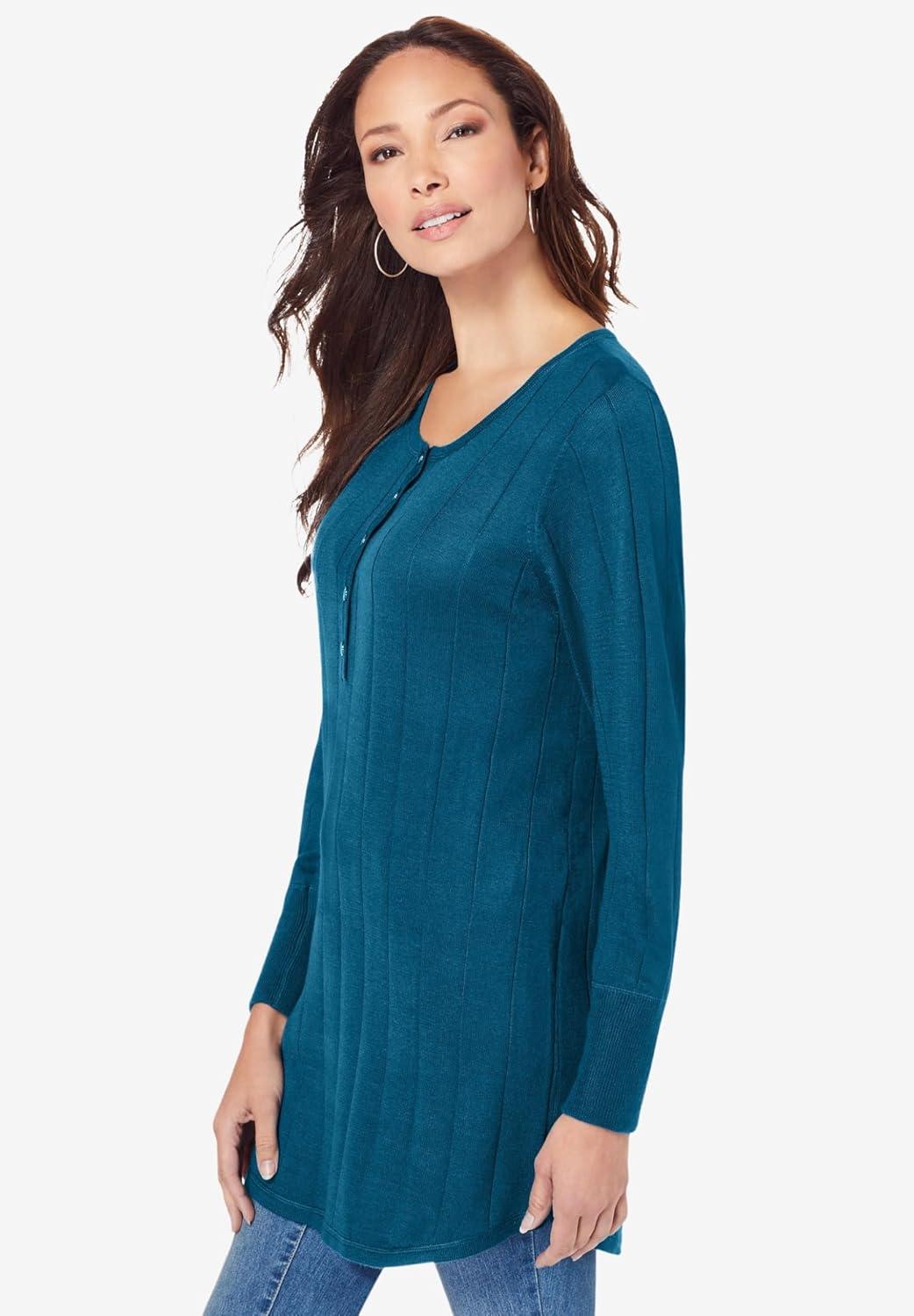 Our Honest Take on Roaman's Plus Size Drop Needle Henley Sweater