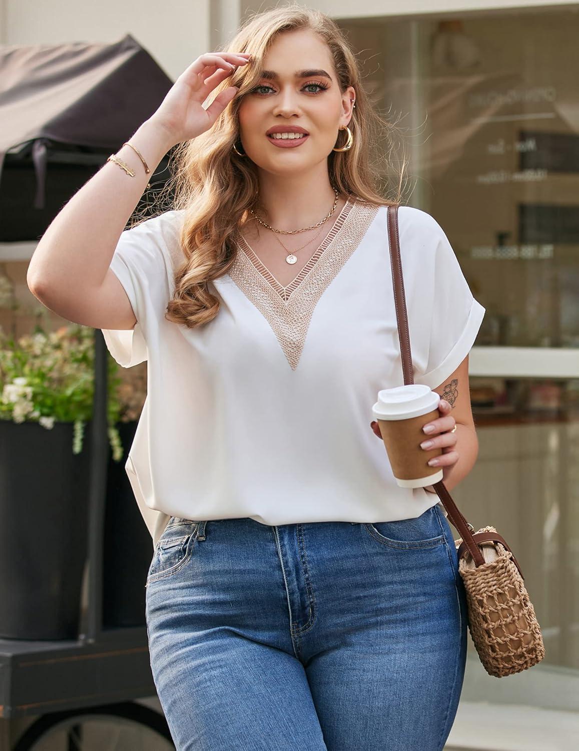 Our Honest Take on IN'VOLAND plus Size Lace V Neck Tee