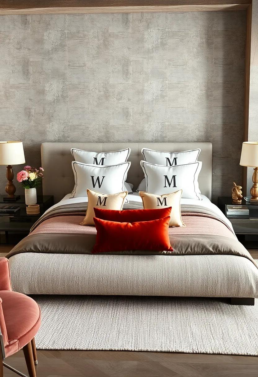 Layer your bedding with personalized monogrammed pillows that add a sophisticated touch to your ​sleeping space