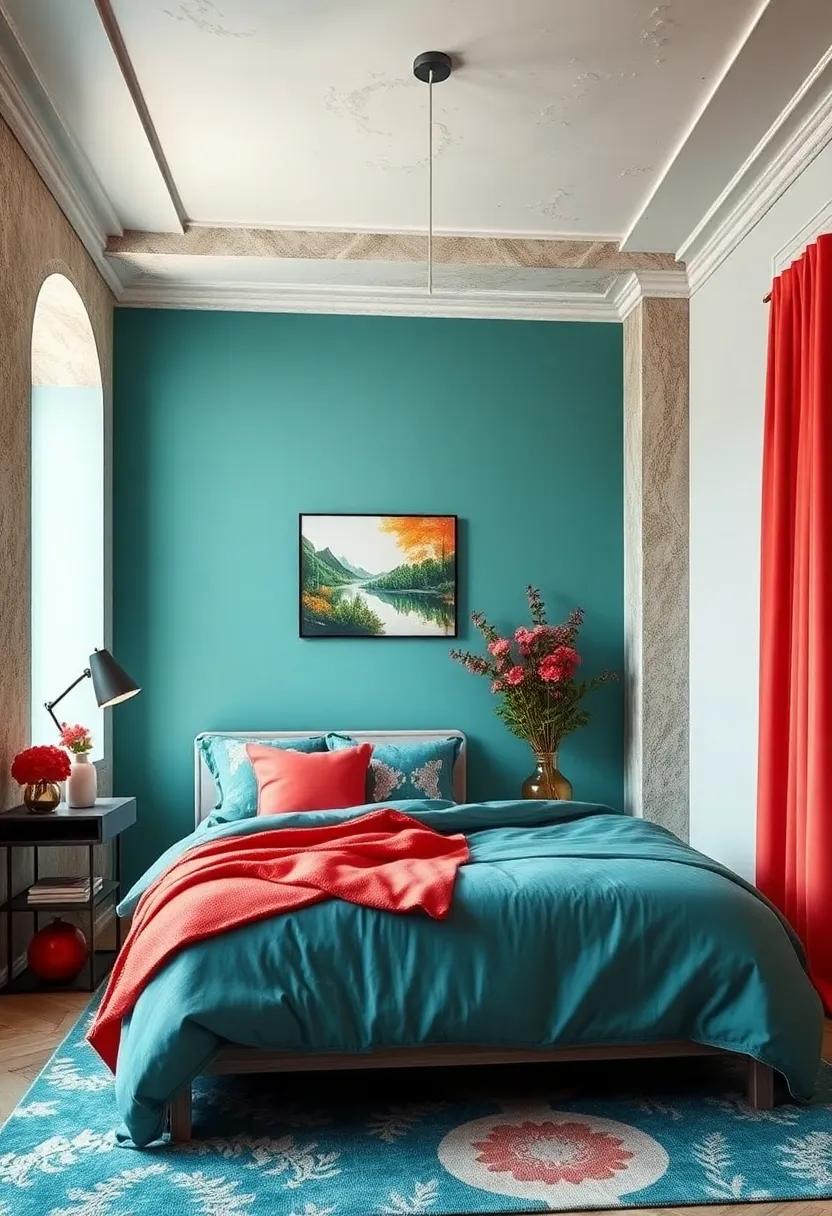 Teal and coral: Combine cool teal walls with warm coral accents for a playful yet stylish space that reflects both serenity and vibrancy