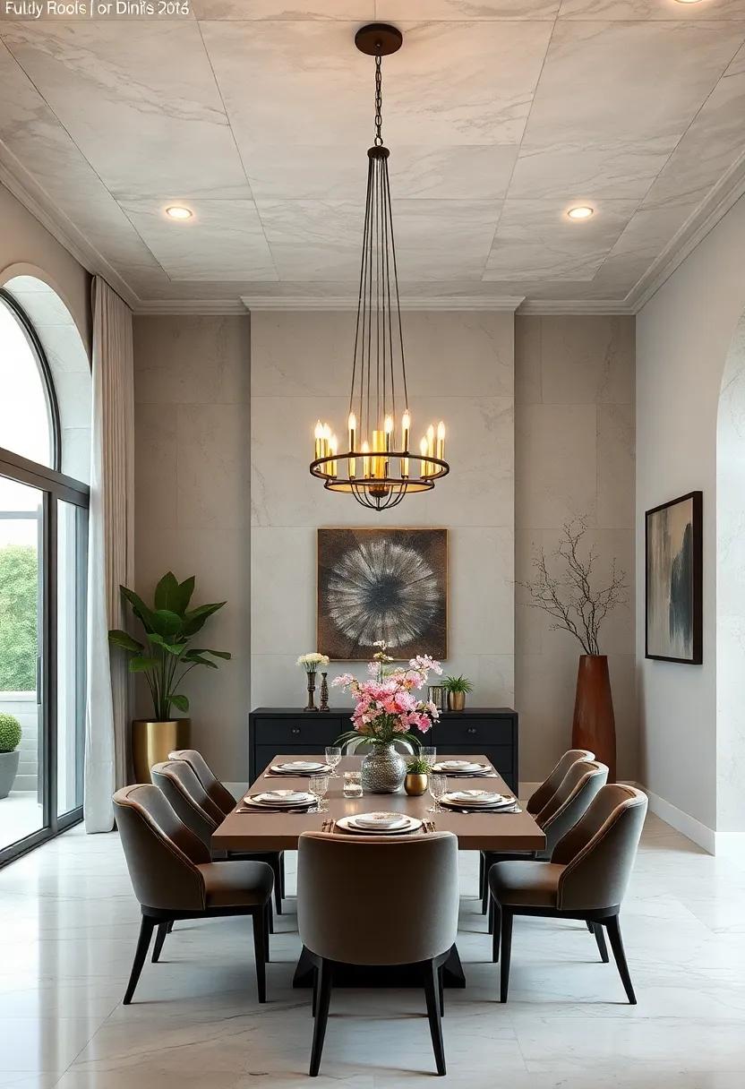 Art Deco Delight: A bold ​geometric design with rich ​materials, encapsulating the glamour of⁣ the 1920s in your dining area