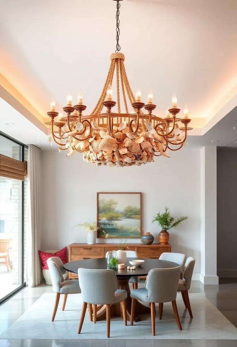 Nautical Touch: Designed with seashells and‌ rope,‌ this chandelier brings a touch⁤ of coastal charm to your dining decor