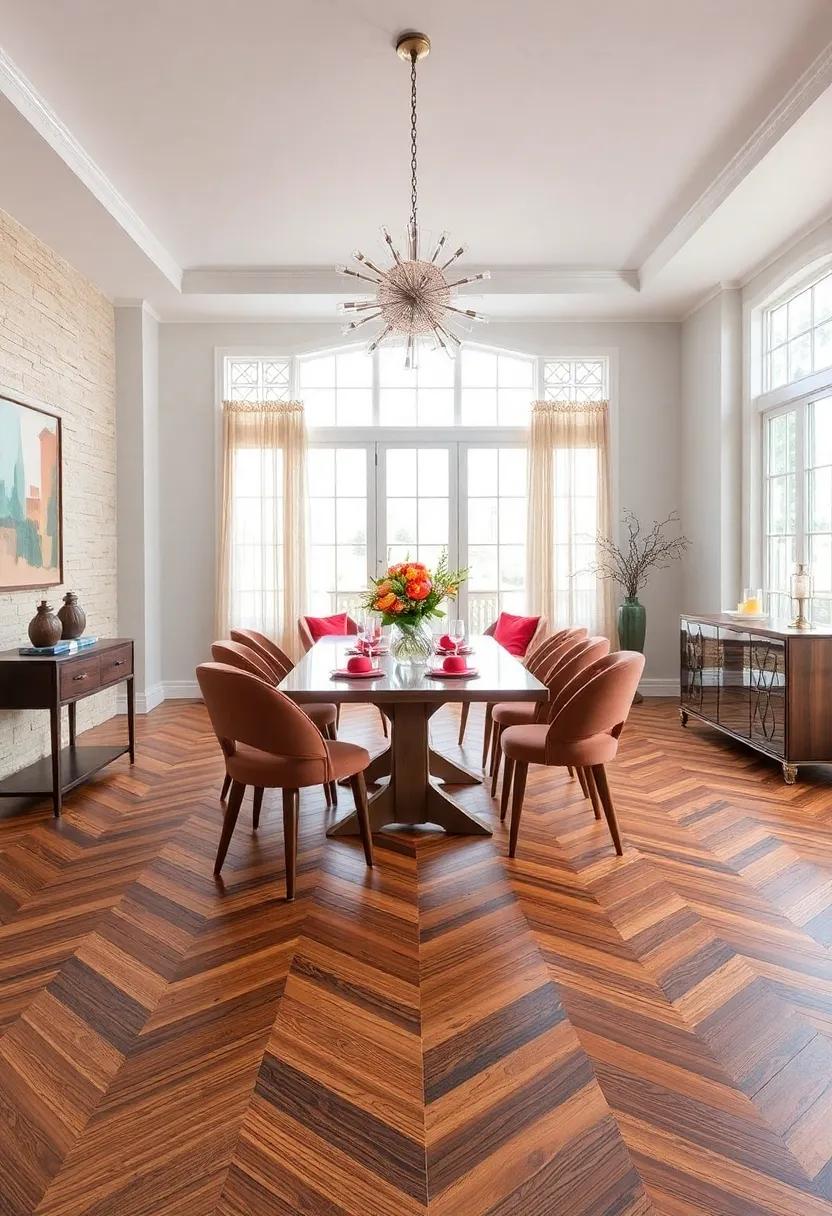 Chic⁣ Chevron: Add a modern⁤ twist with ⁤chevron-patterned hardwood or laminate flooring, creating⁢ visual interest and a sense of⁢ dynamic movement in your dining space