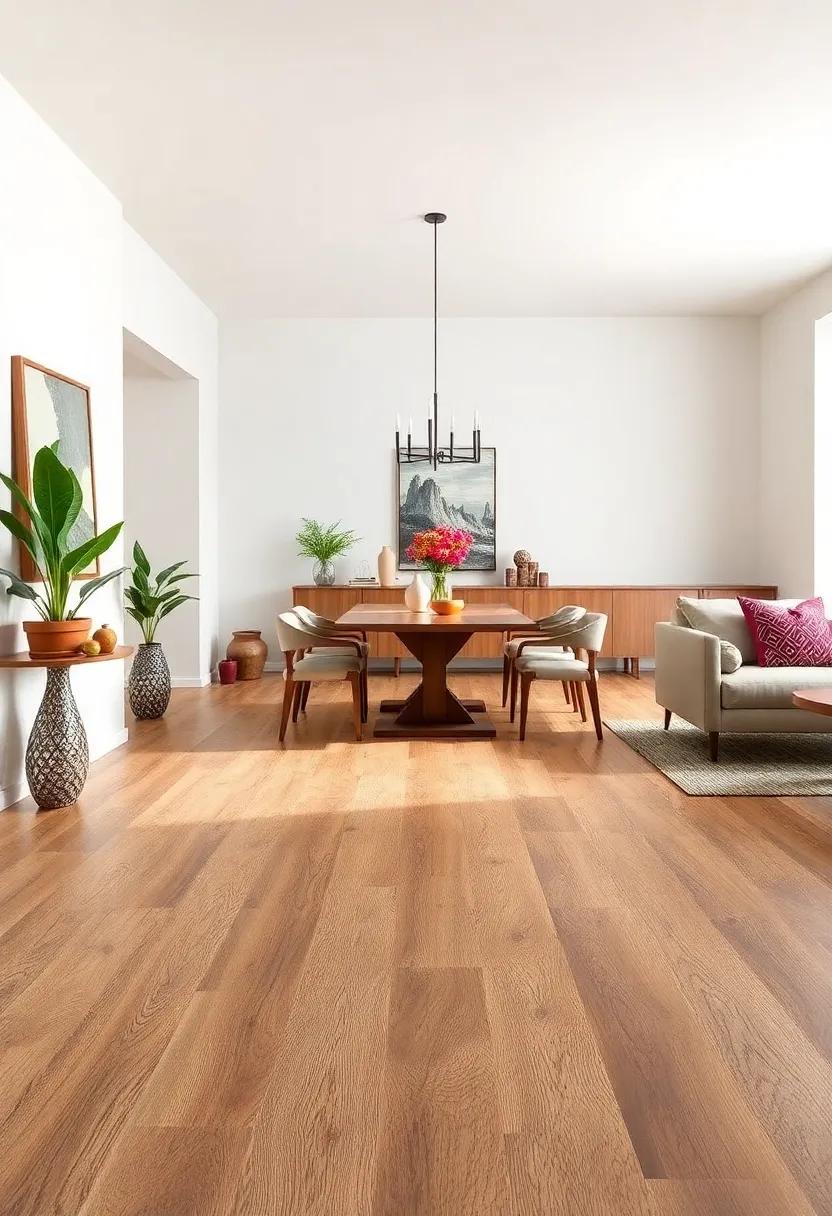 Sleek Laminate: Choose low-maintenance laminate flooring with a polished finish that mimics the look of real wood, perfect for busy ‌households⁤ while keeping style intact