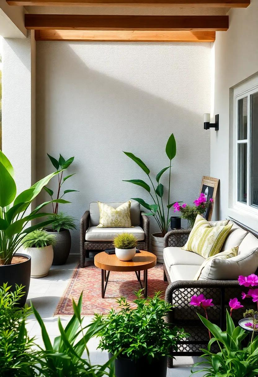 Cozy Corner Nook for Reading: Transform an unused corner into a serene reading spot with plush seating and vibrant potted plants that energize your space