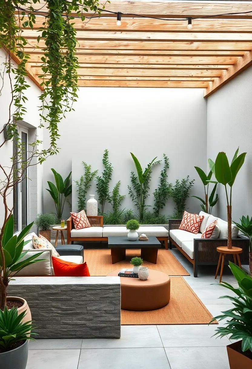 Geometric Seating Arrangements: Experiment with geometric-shaped seating arrangements for a modern take on outdoor comfort, promoting both style and functionality
