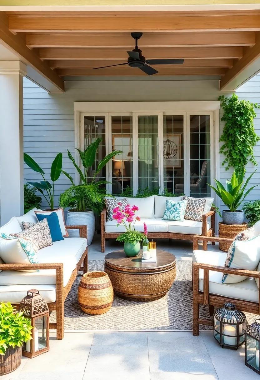 Seasonal Decor Accents: explore seasonal decor options like lanterns and cushions, allowing you to transform your patio layout effortlessly throughout the year