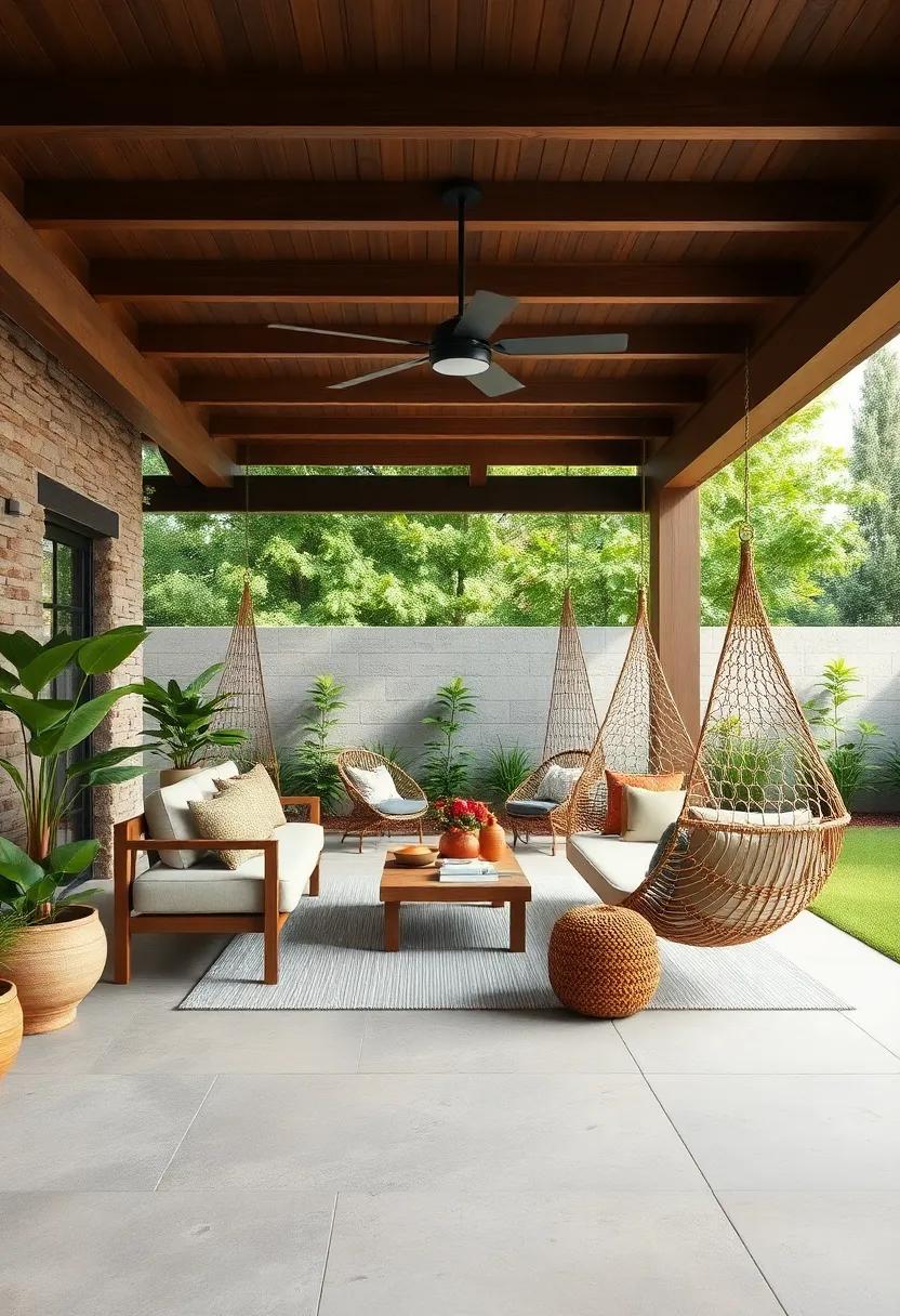 Swings and Hammocks for Relaxation: Incorporate hanging swings or hammocks to encourage relaxation and enjoyment of the great outdoors