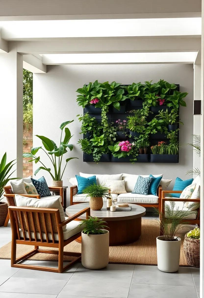 Vertical Garden Wall: Explore the beauty of a vertical garden, utilizing wall-mounted planters to maximize greenery and create a stunning, space-saving design