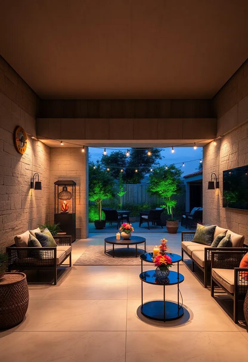 Soundscapes: An outdoor concert space featuring ambient lighting synced to music, creating an immersive experience for attendees