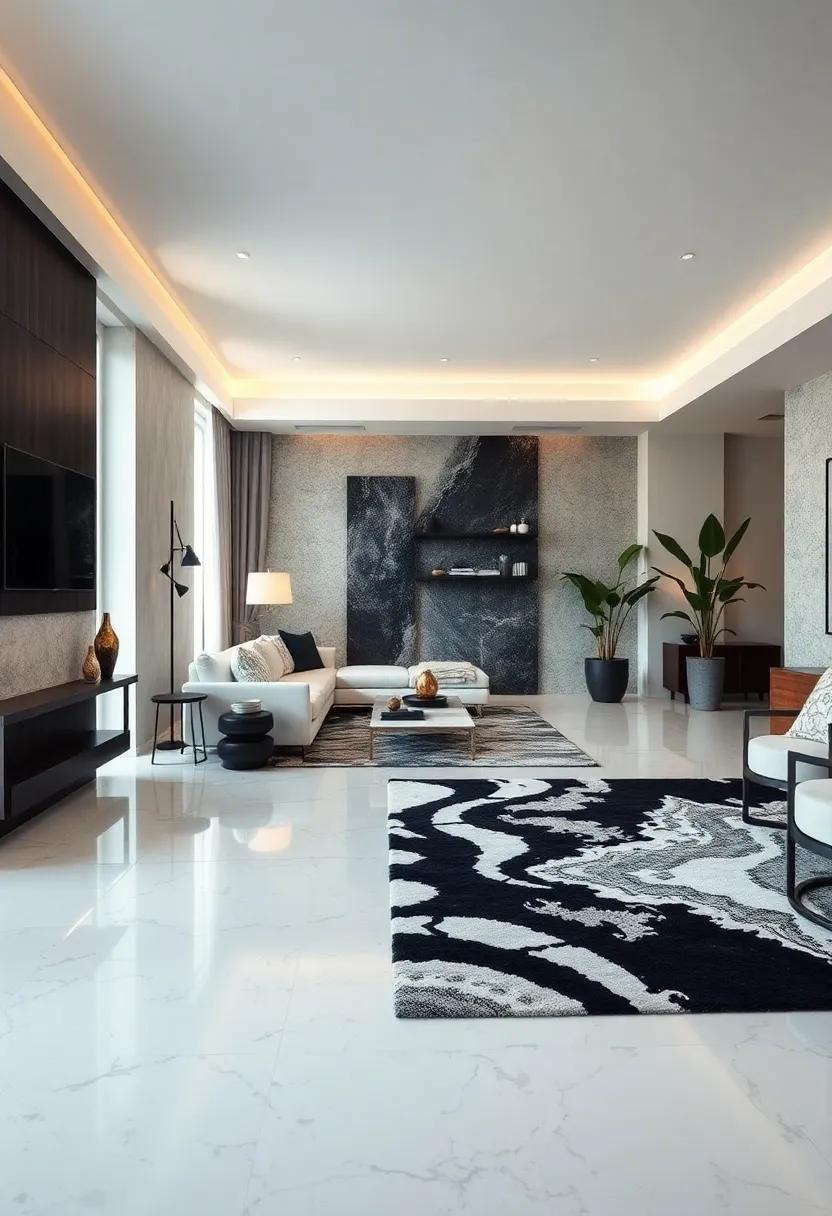 Layered rugs for Comfort: Explore the ‍warmth and visual interest of layered ⁣rugs in shades of black and ⁣white, adding depth to your spaces