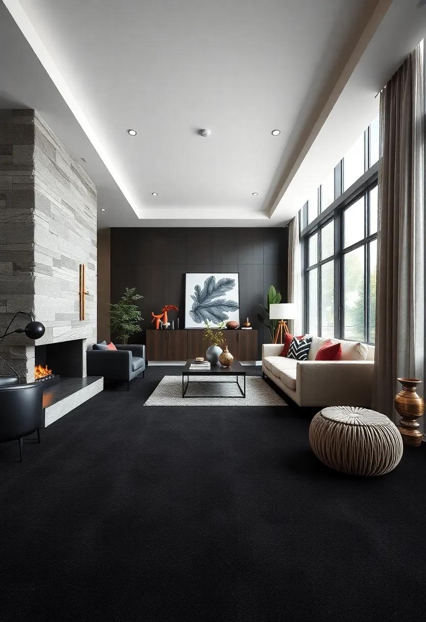 The Allure of Black Carpeting: Experience the luxe feel of a deep black carpet that provides warmth and‍ sophistication to any space