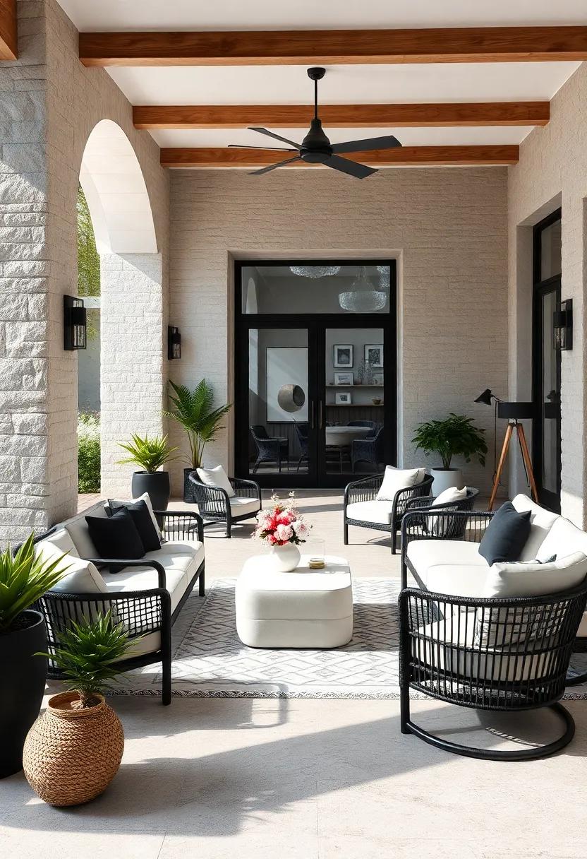 Outdoor Retreats:⁤ Invite⁣ the⁢ allure of the monochrome theme to your patio or garden with stylish black and white outdoor‌ furnishings