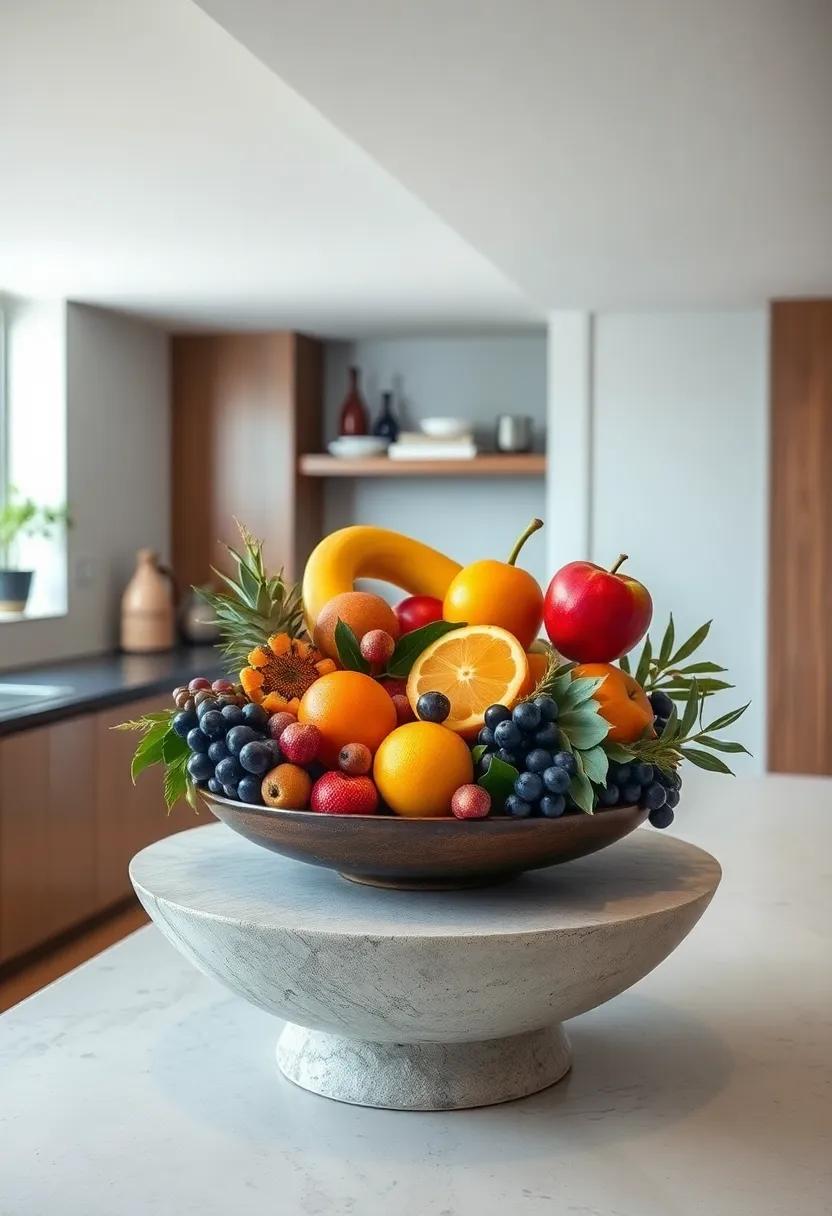Minimalist Fruit Bowls:⁣ Instead ​of ⁢traditional​ art,‍ use a‍ beautifully ‍arranged‌ fruit bowl as a centerpiece that​ becomes both sculpture and sustenance