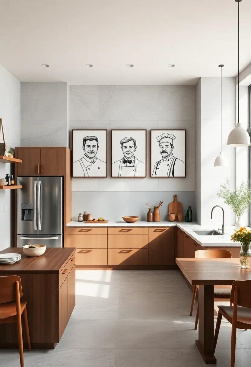 Monochromatic Portraits: Hang⁤ minimalist ⁤portraits ​of ⁣famous chefs ‍or⁣ culinary icons,‌ rendered in​ a monochromatic palette to elevate ⁣your kitchen's ambiance