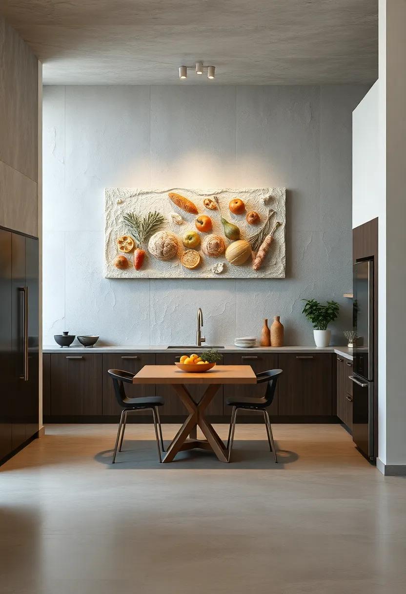 Plaster Reliefs: ⁣Install ​a textured plaster relief ⁢featuring⁢ food motifs that⁢ adds ‍depth ⁤and interest without overpowering the minimalist ‍theme