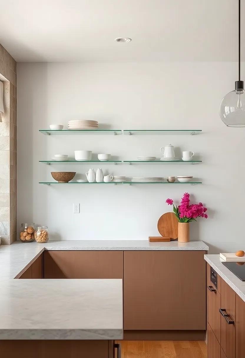 Transparent Shelving Displays: Use ⁢floating shelves to display ‌a curated selection of elegant ⁢dishware or‍ artisanal⁢ mugs that‍ serve ⁢as ‌art ‌in⁣ themselves