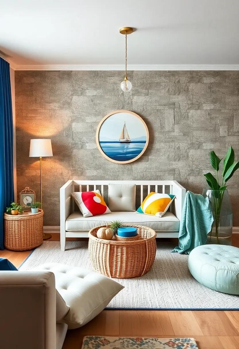 Beach Ball Pillows: Use decorative pillows shaped like beach balls to add a pop of color and fun to the nursery furniture