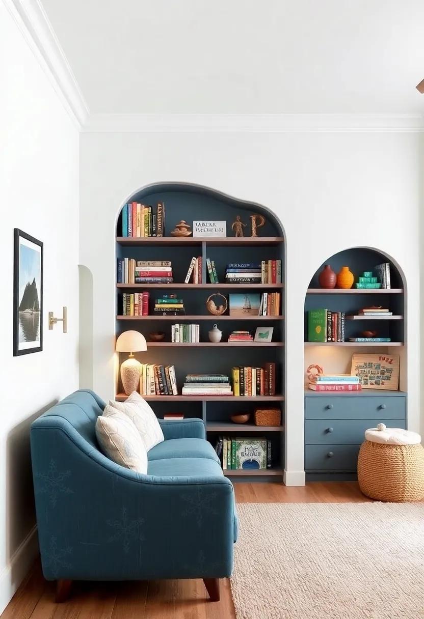 Beach-themed Bookshelves: Construct curvy bookshelves that mimic waves to house all your nautical-themed children's books in style