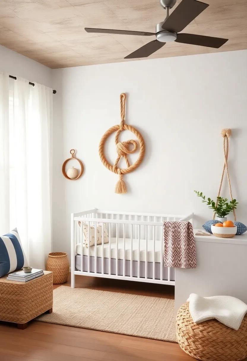 Knot Details: Incorporate decorative knots in your nursery's textiles or wall hangings for a subtle nod to nautical craftsmanship
