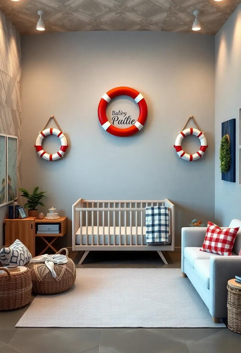 Lifebuoy Wall Art: Hang decorative lifebuoys with personalized names or quotes as unique wall art pieces that celebrate the journey of parenthood