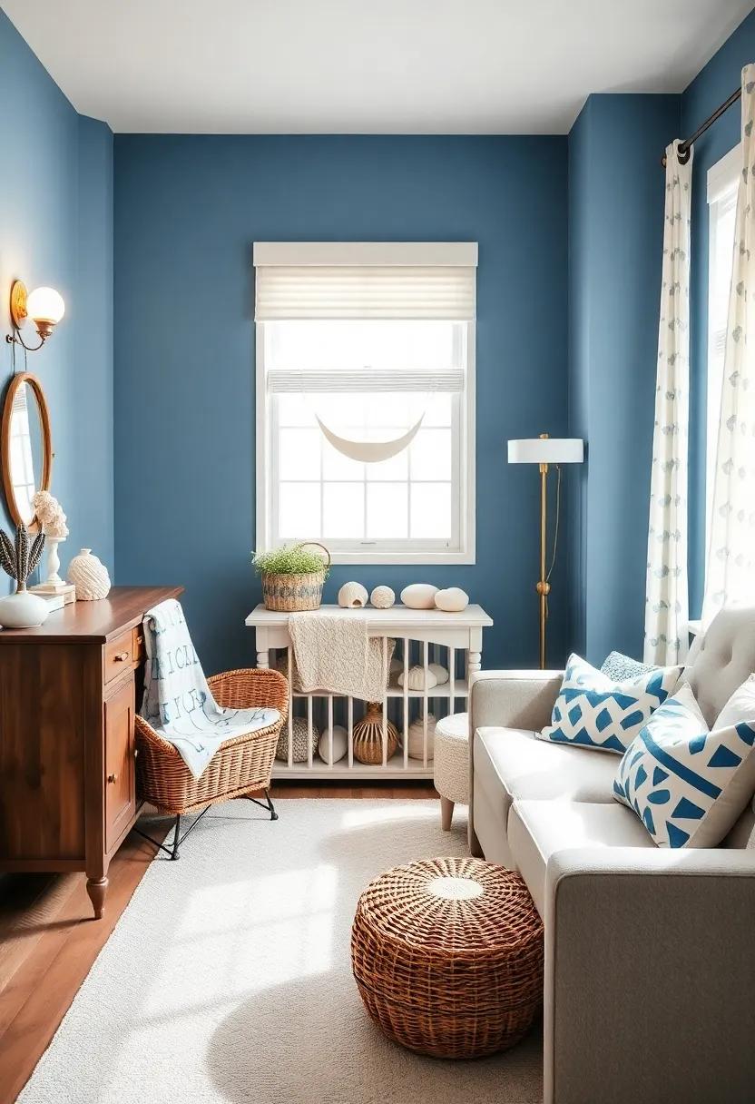 Shell Decor: Use decorative seashells in various sizes and colors to embellish shelves or the nursery's tabletop surfaces for a touch of coastal charm