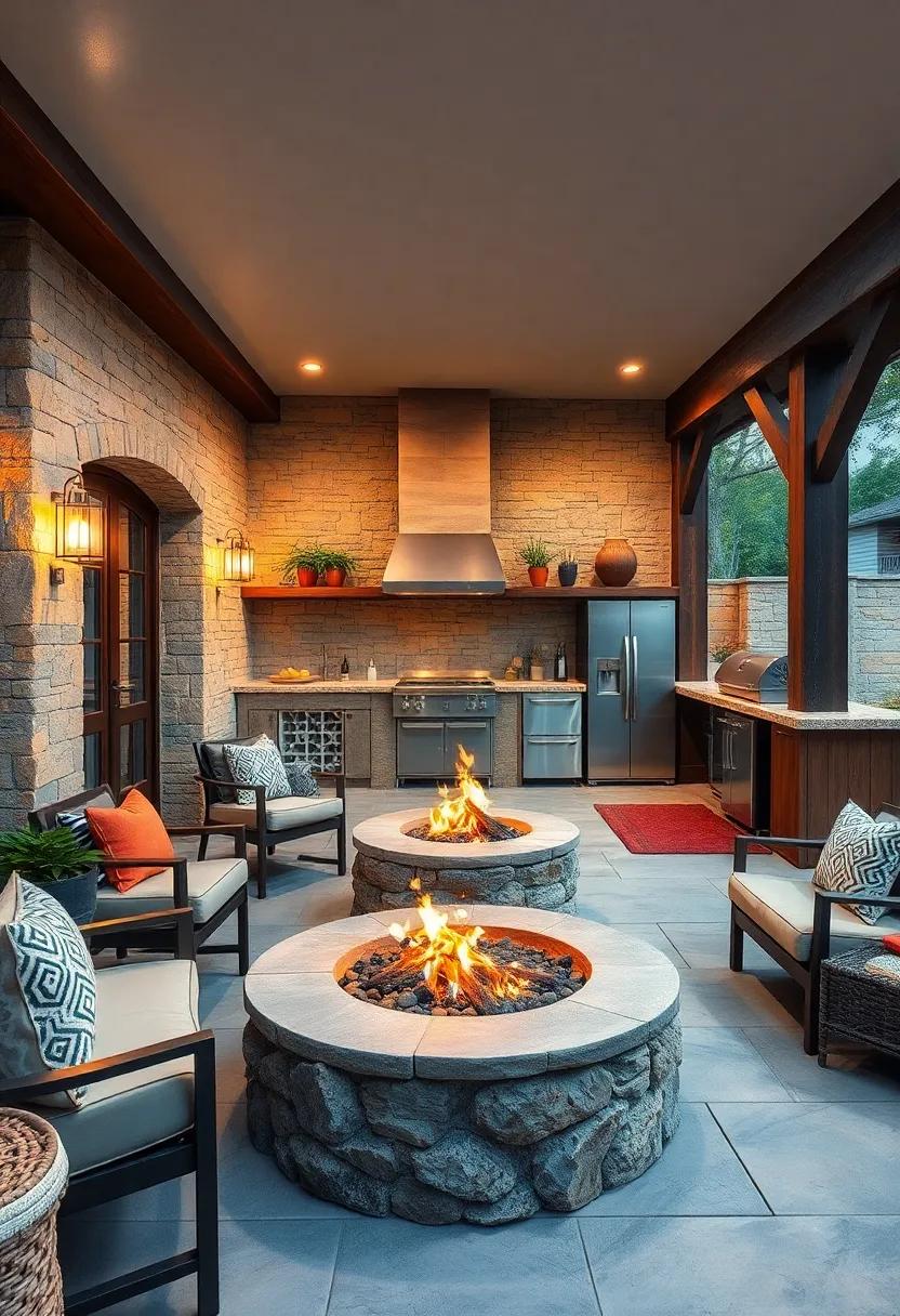 Cozy Fire Pit: Incorporate a fire pit nearby⁤ for ​warmth and ambience, transforming your outdoor ‍kitchen‍ into ‍an inviting ⁣space ‍for gatherings