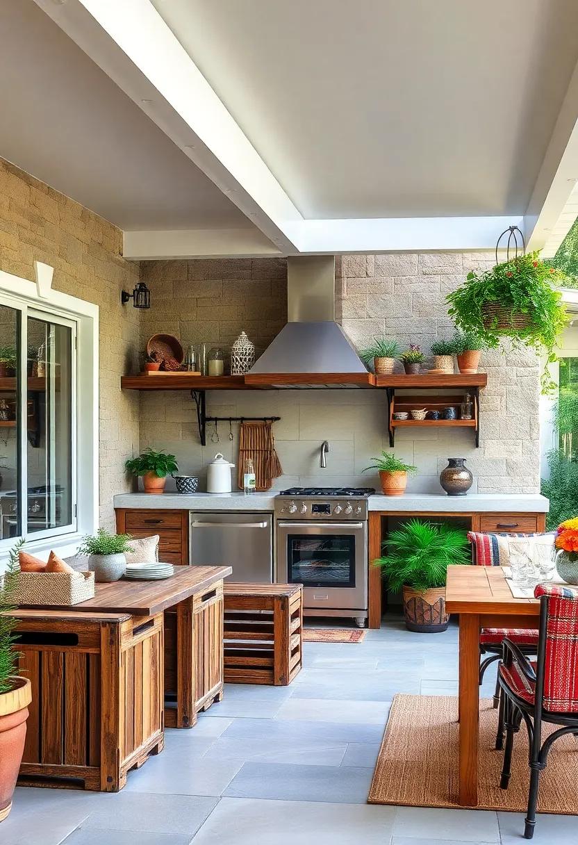 Decorative Wooden Crates: Use rustic wooden crates for ‌storage or as makeshift tables, adding‌ versatility and charm to​ your kitchen layout