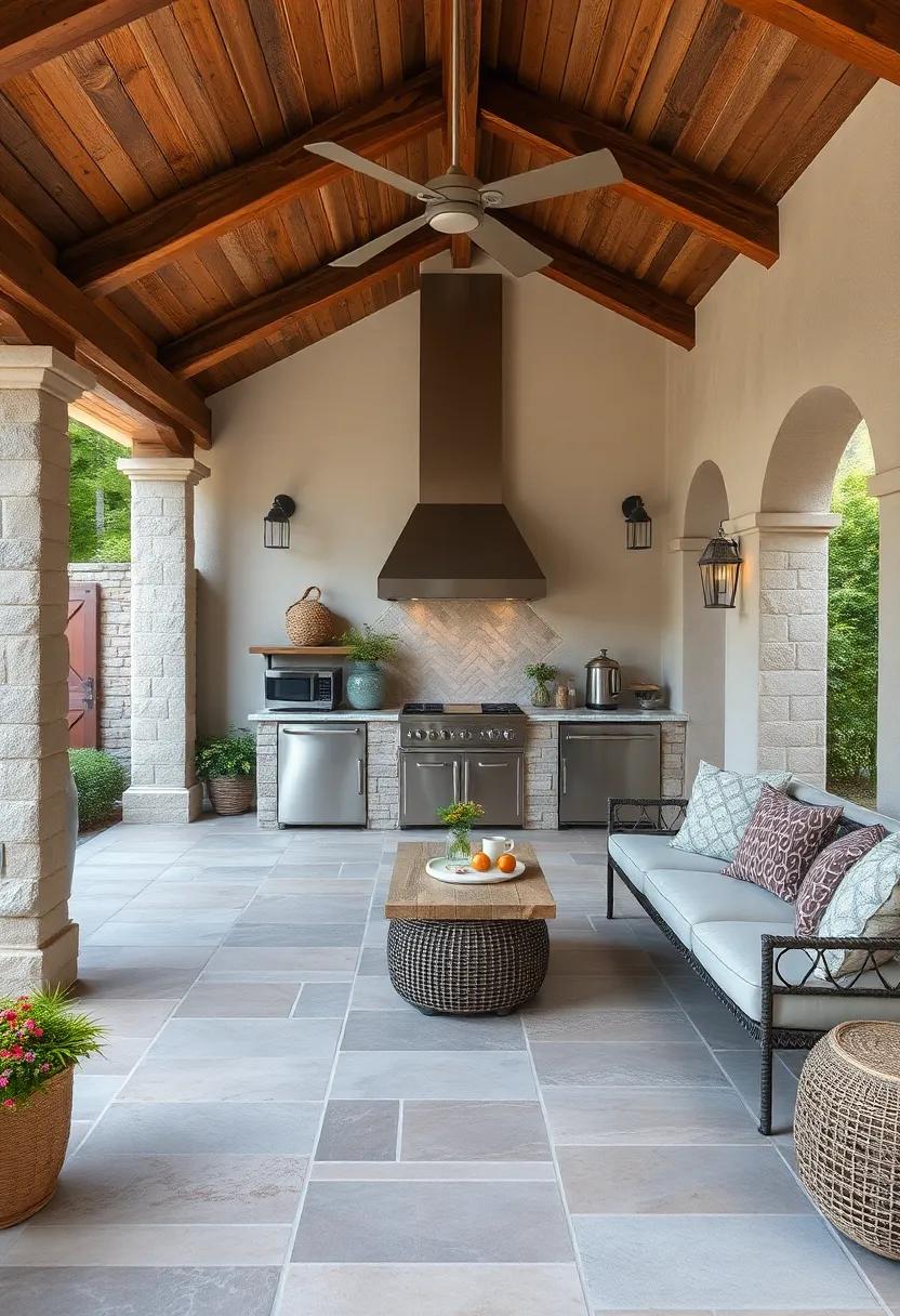 Natural Stone Flooring: Opt for durable ⁢and beautiful natural stone‌ floors that ⁢withstand​ the rigors of ⁣outdoor cooking while blending⁤ with ‌nature