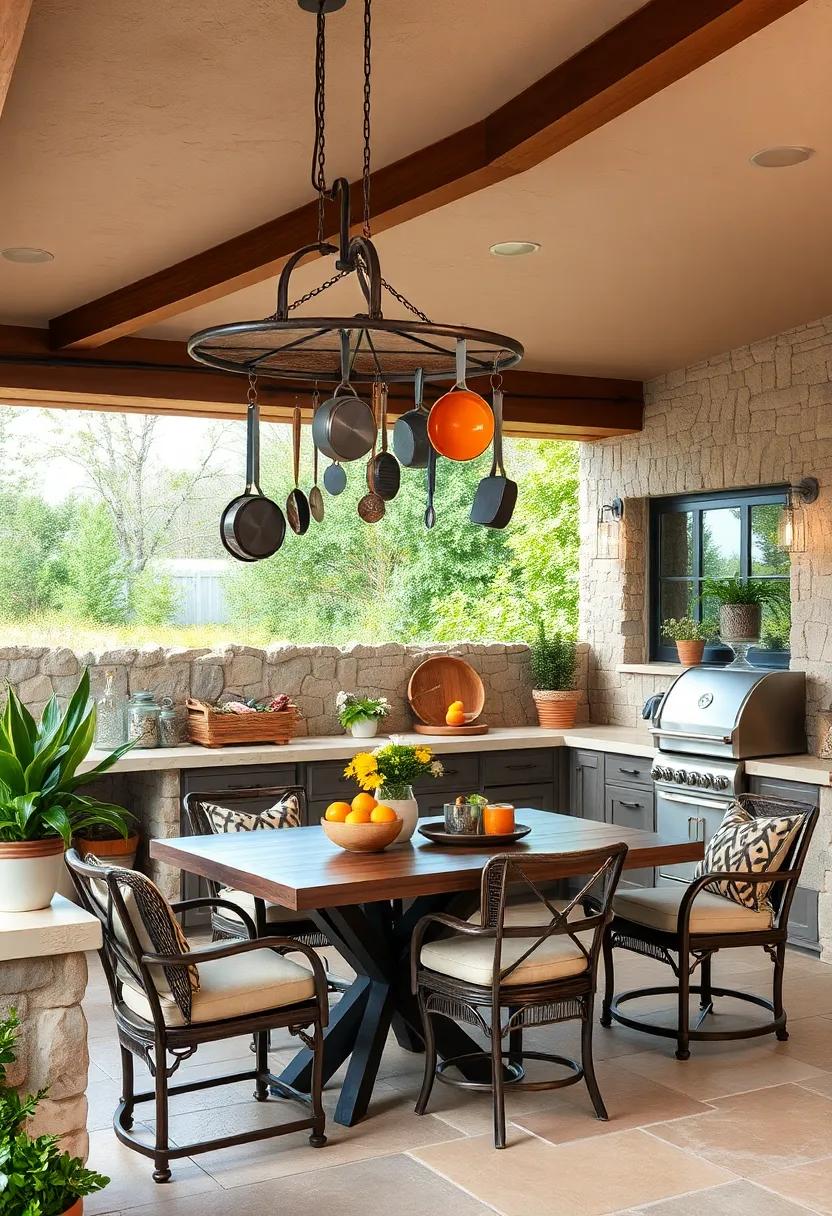 Rustic⁢ Pot Rack: Hang a pot rack⁣ made of aged metal⁣ or⁤ wood to ⁣save space and display your favorite ⁢cooking tools with style