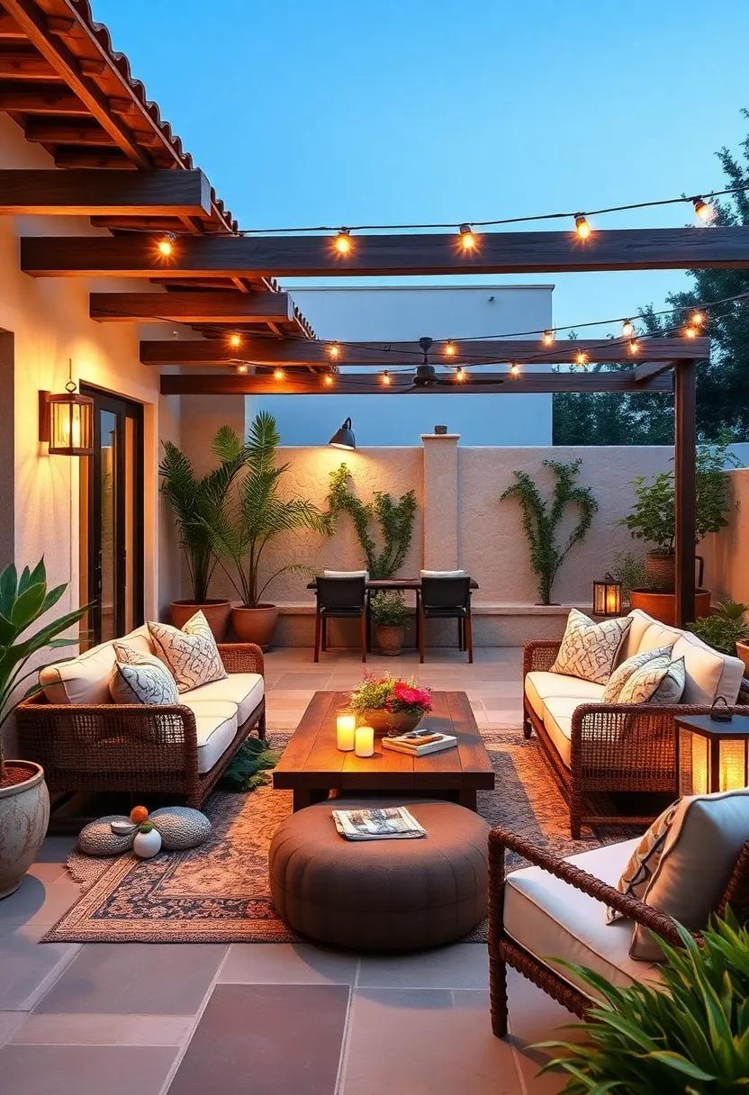 Comfortable Lounge Areas: Create inviting lounge areas with deep seating and plenty of pillows, perfect for afternoon naps or reading sessions