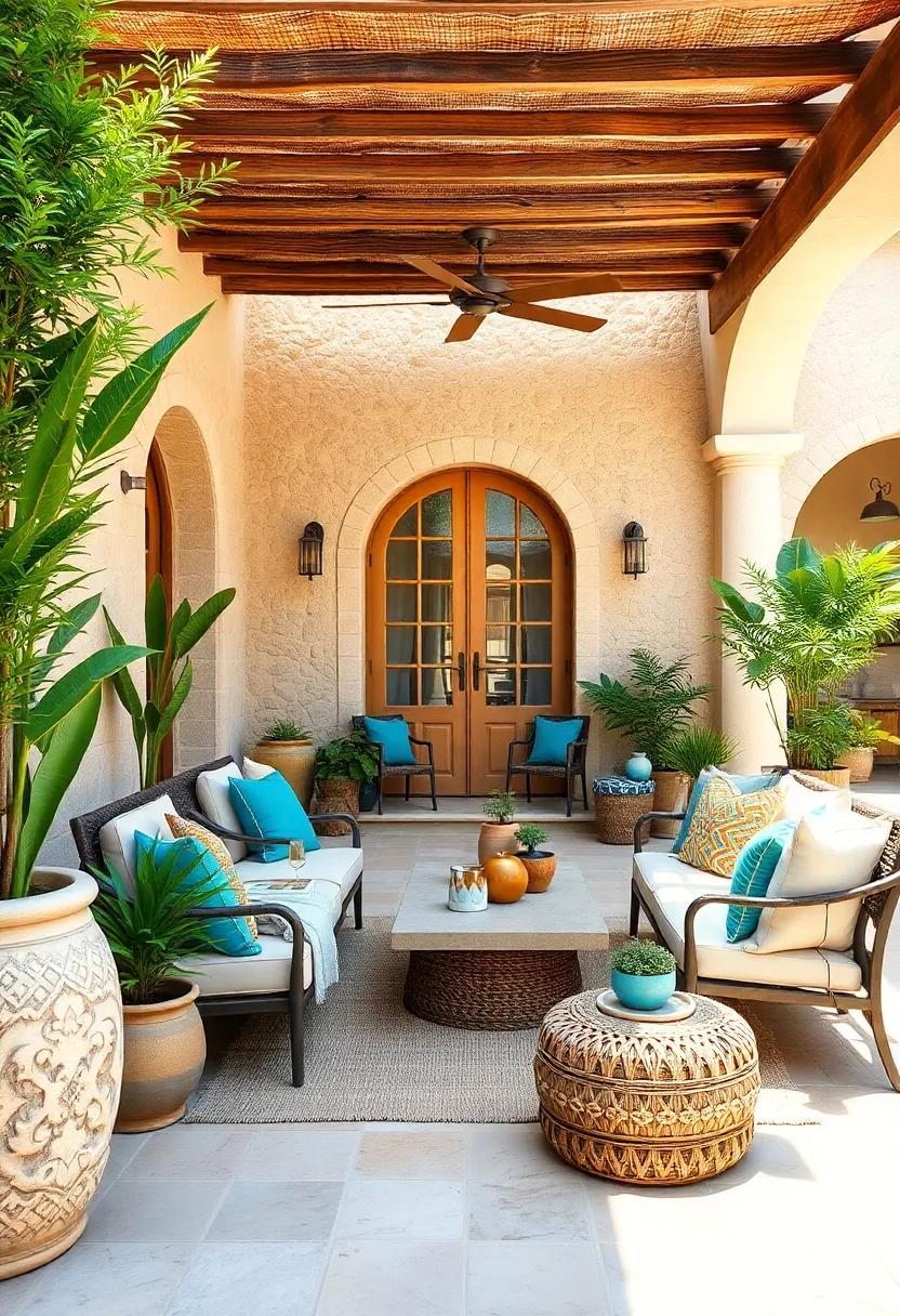 Earthy Color Palletes: Stick to sandy neutrals, sea blues, and sun-soaked yellows for a palette that effortlessly reflects the Mediterranean coast