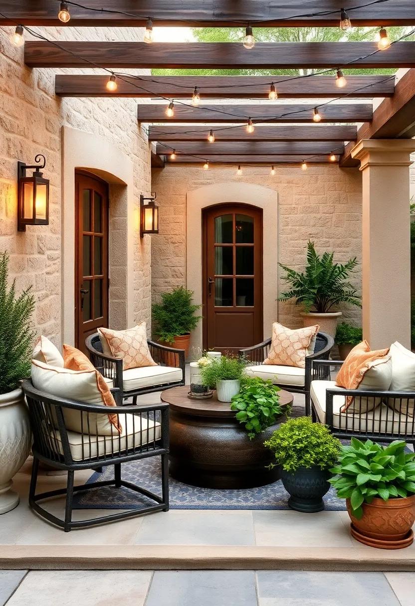 mediterranean herb garden: Create a fragrant herb garden with rosemary, basil, and mint in planters around your patio for culinary inspiration