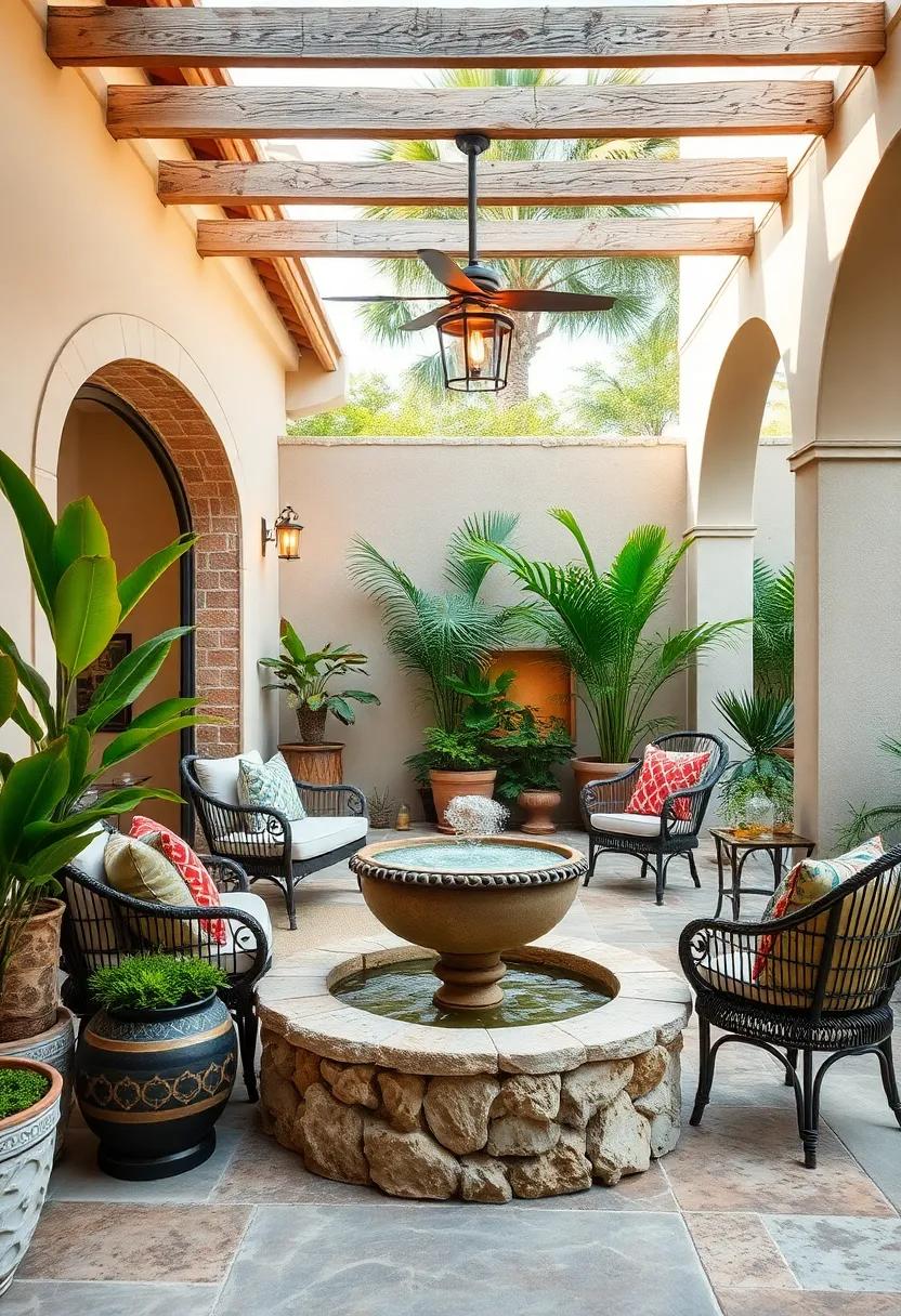 Water Features for Tranquility: Introduce a small fountain or bubbling water feature that brings serene sounds and a calming presence to your space