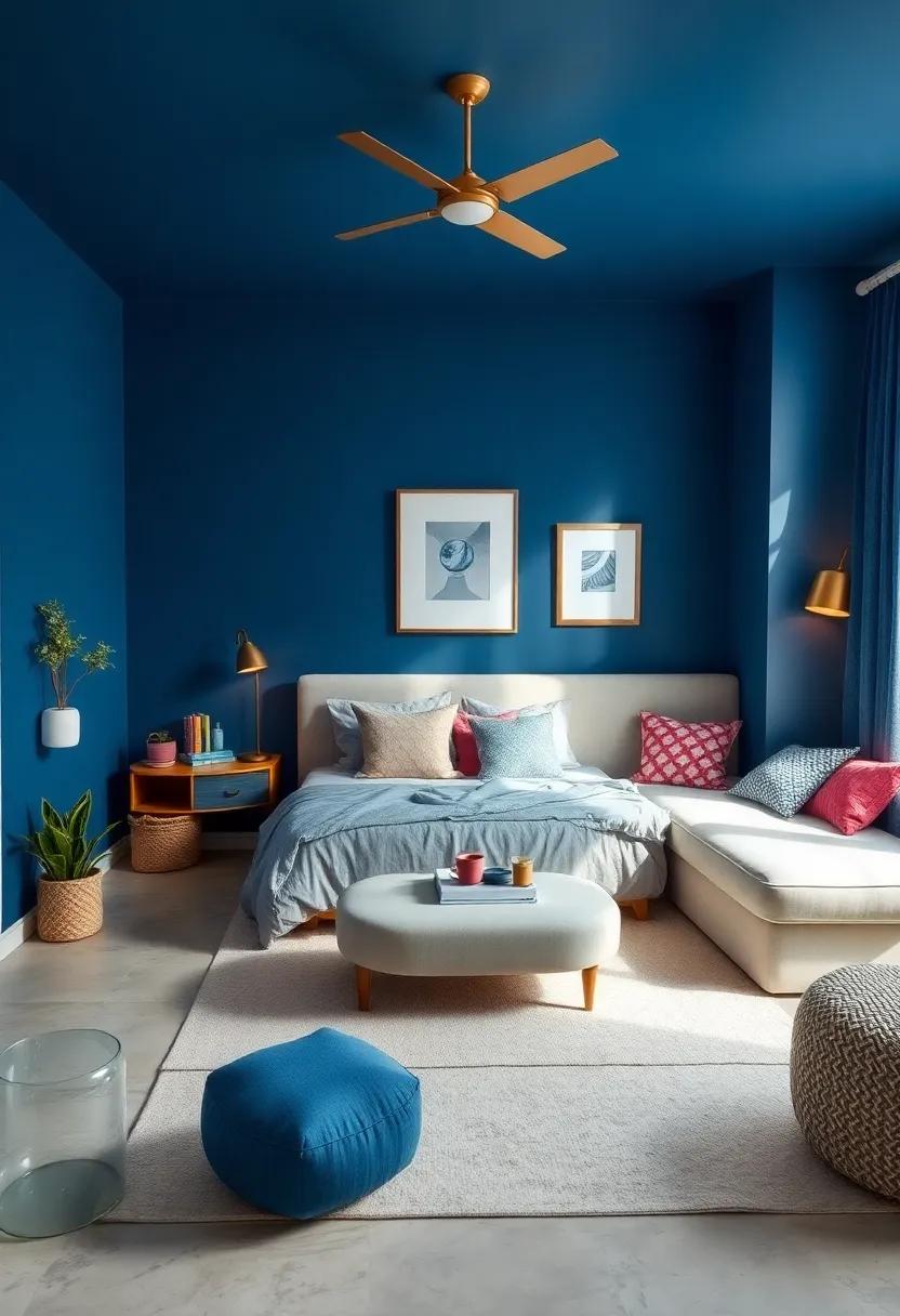 Classic Blue: Rich navy ​paired with crisp white creates a timeless nautical feel, perfect for a serene and stylish space