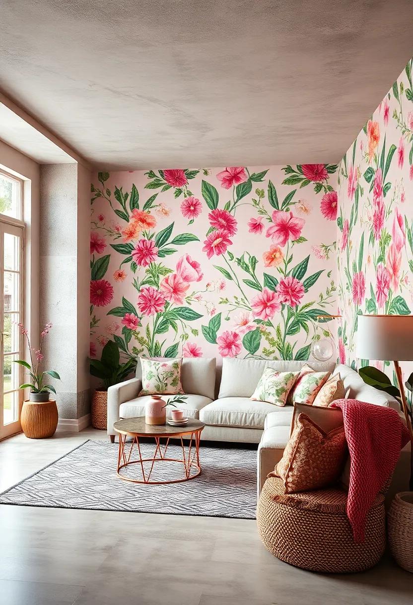Flower Power: Fresh floral motifs with soft greens and pinks breathe life into the room,⁤ creating‍ an inviting and ⁣cheerful atmosphere