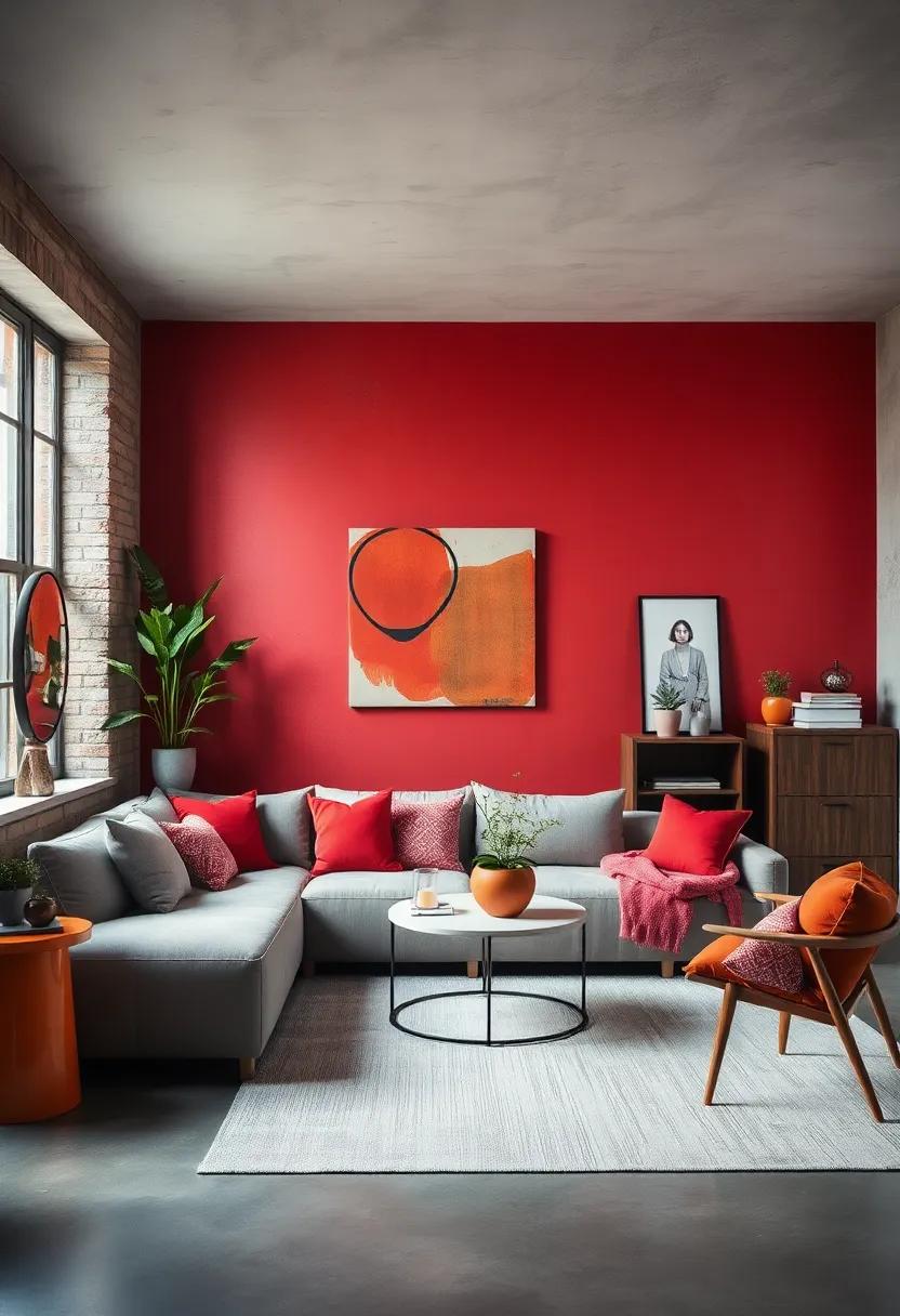 Urban chic: industrial grays and rustic ​reds ‍come together for an edgy, loft-inspired look that speaks to the heart‍ of city youth