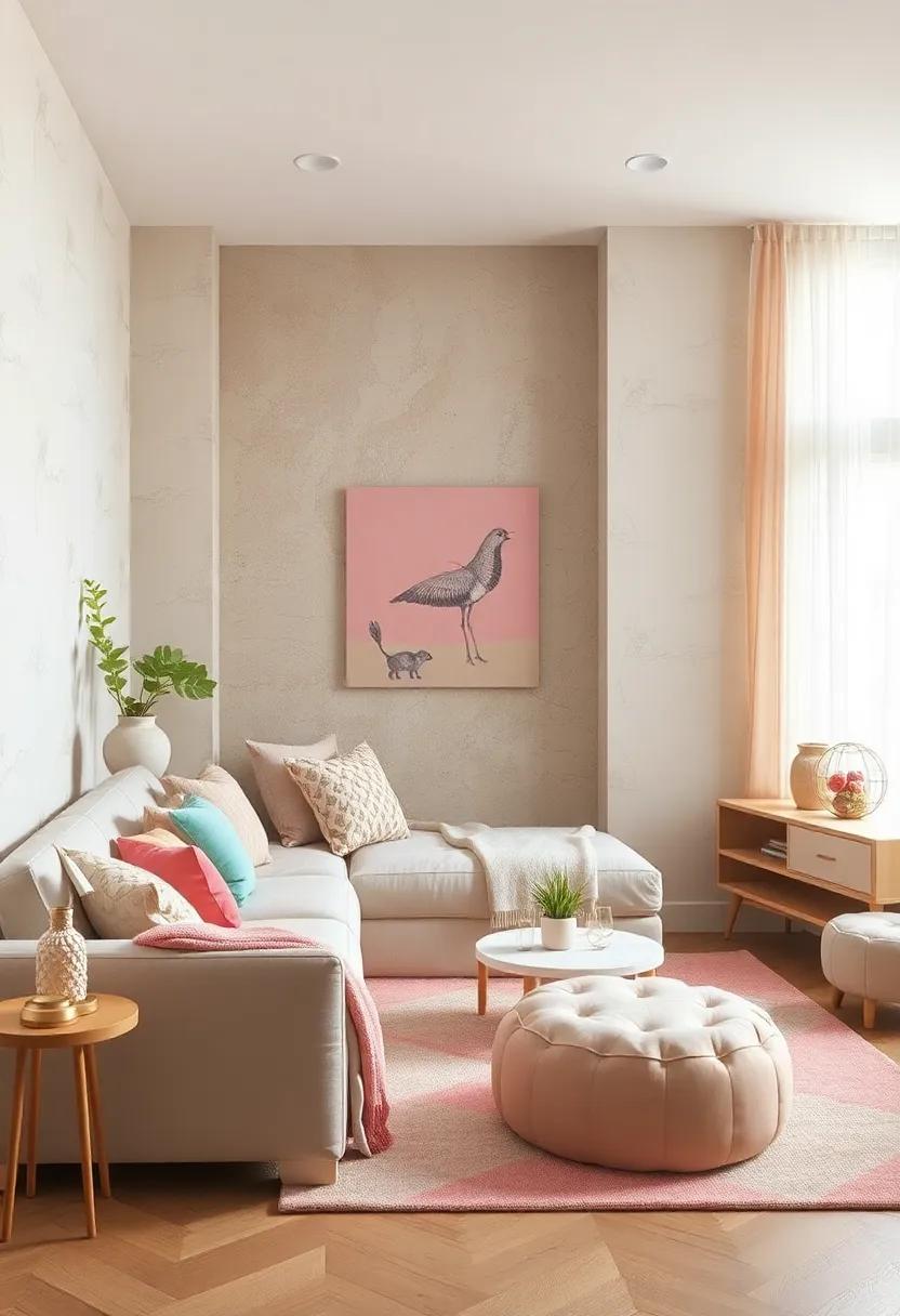 Whimsical Wonderland: Soft beige paired with whimsical prints in pastel colors creates a playful yet stylish room ‌filled with personality