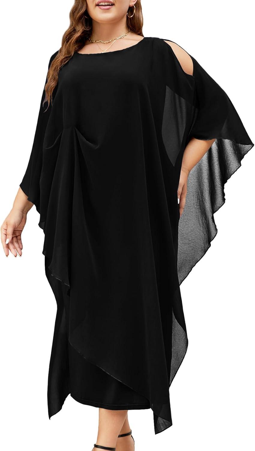 How We Felt Wearing the ZOMVA Plus Size Elegant Cape Dress