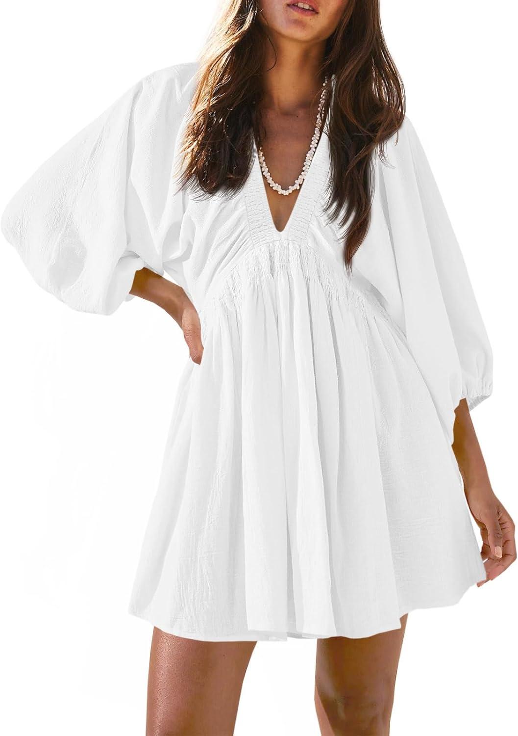 Why We Love the Fisoew Deep V Neck Swing Dress With Pockets