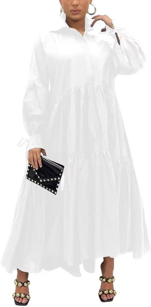 How We Felt Wearing the Elegant Long Sleeve Maxi Shirt Dress