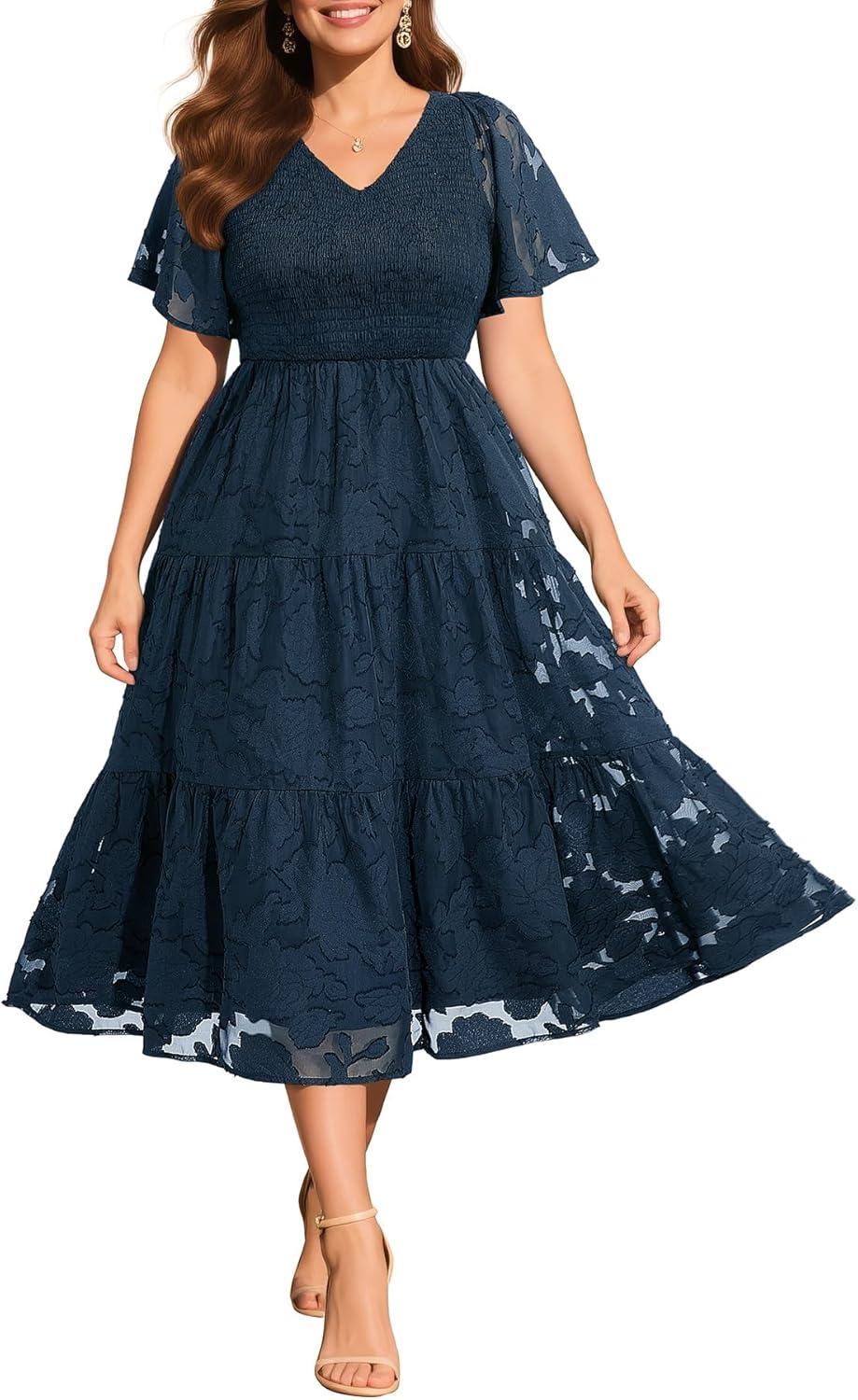 Our Take on the Pinup Plus Size Floral Lace Summer Midi Dress