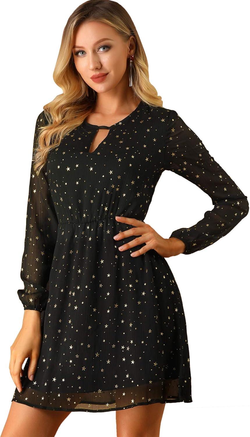 Our Take on the Allegra K Starry Choker V Neck A-Line Dress