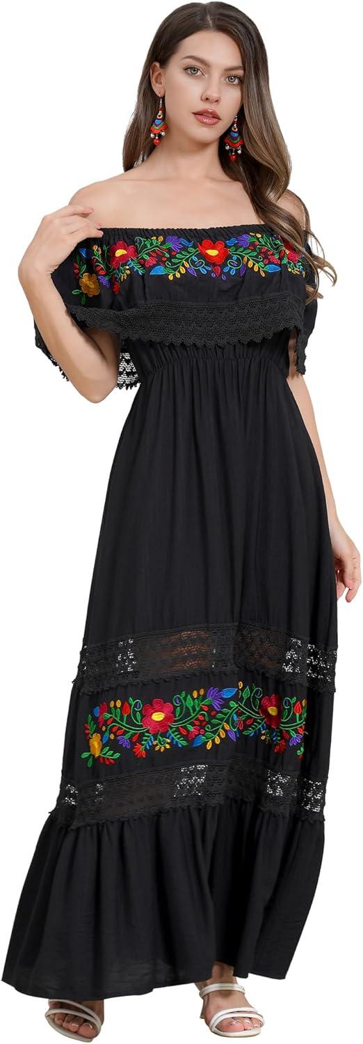 Our take on ⁣the Mexican Floral embroidery Maxi Dress: Style & Comfort ​Combined