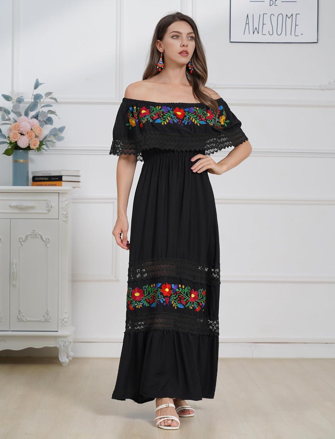 Our Take on the Mexican ‌Floral Embroidery Maxi Dress: Style & Comfort ⁣Combined