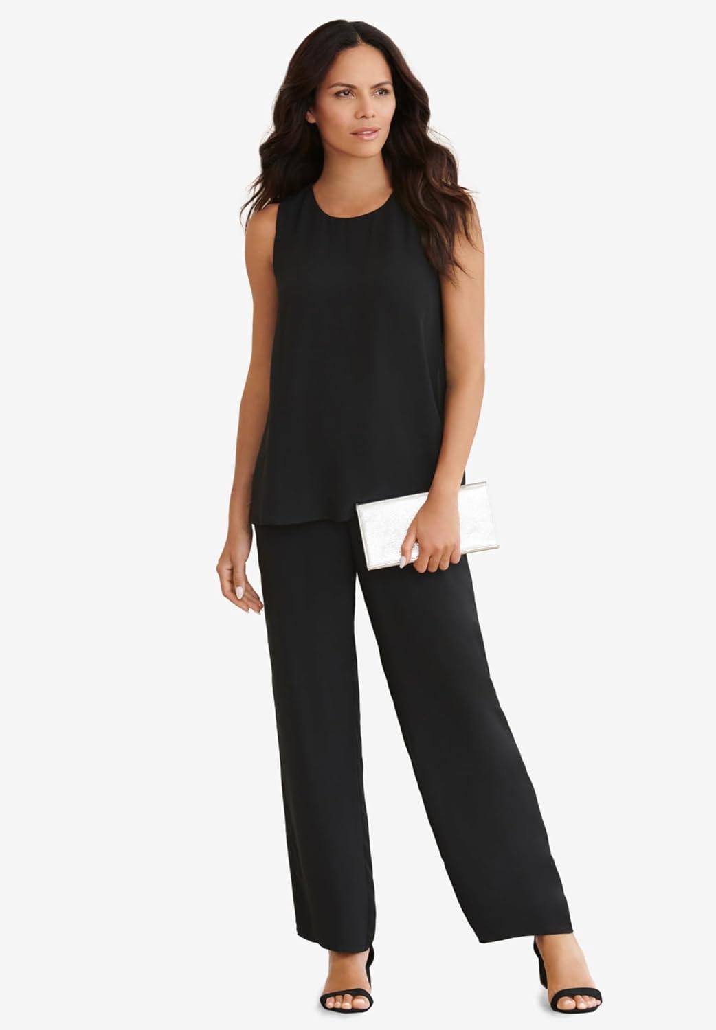 our Take on Roaman's Plus Size Black Paisley Duster Pant Set