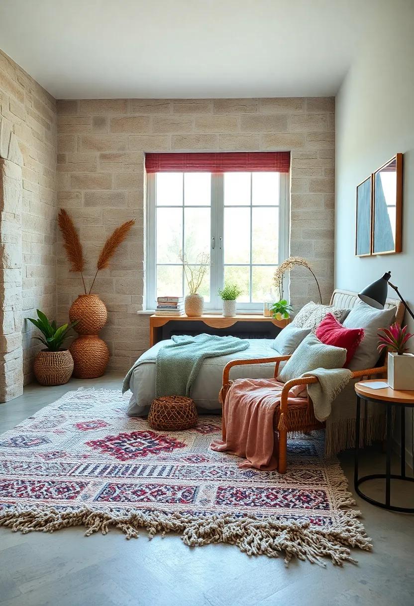 Create a Reading Nook: Add a comfy chair and a side table draped with textiles for an inviting corner to relax and read