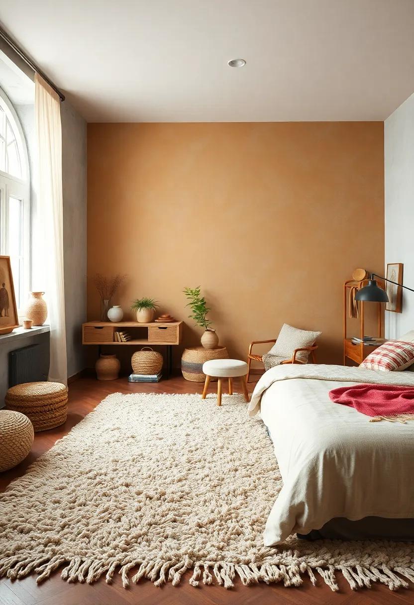 File a Statement Wall: Paint one wall in a bold, earthy color or use wallpaper with whimsical patterns to create a focal point