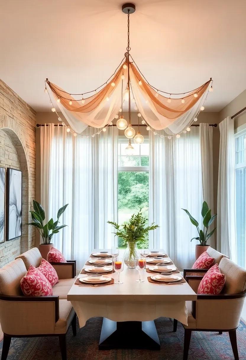 Overhead DIY Canopy: Create a fabric canopy with sheer curtains​ and ⁢string lights to add ‍a dreamy element overhead